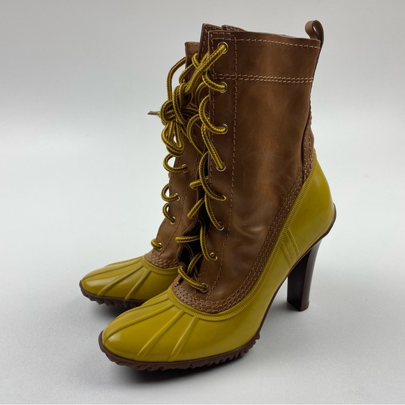Casadei Rubber & Leather Rain Heeled Duck Boots Size 5